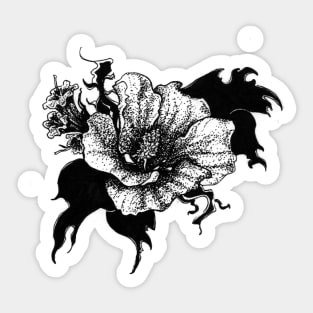 Blackout, Detail ink marker black and white flower illustration Sticker